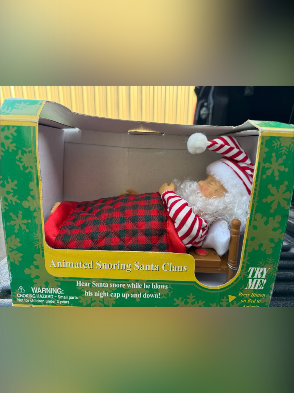 Animated Snoring Santa Claus Doll - Red Plaid